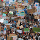 Students on strike in Hong Kong on Friday.